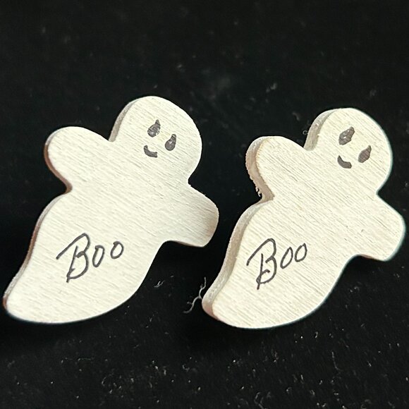 Halloween Earrings – Set of 2 Pair (Witch on Broom and Ghost “Boo”) - Picture 2 of 14